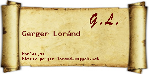 Gerger Loránd névjegykártya